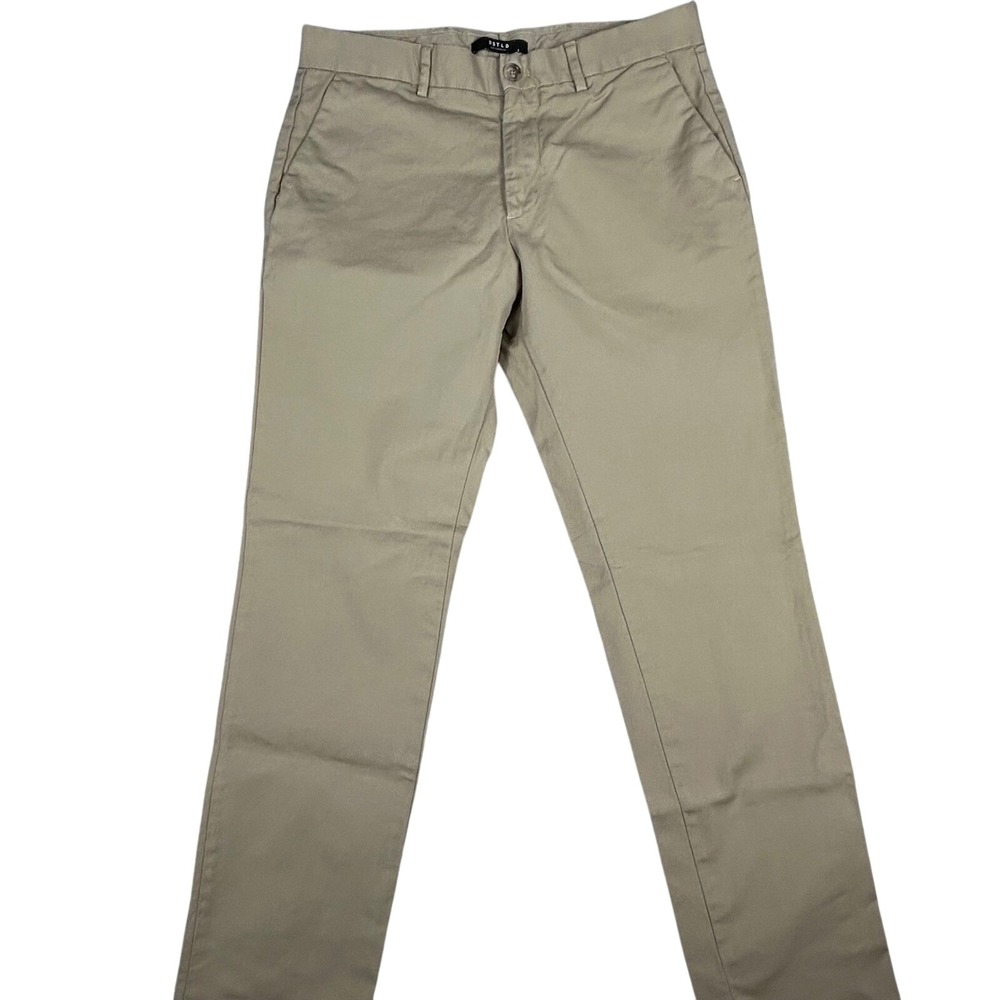 DSTLD Mens Khaki‎ Chinos Flat Front Straight Leg Pants Size 33x32